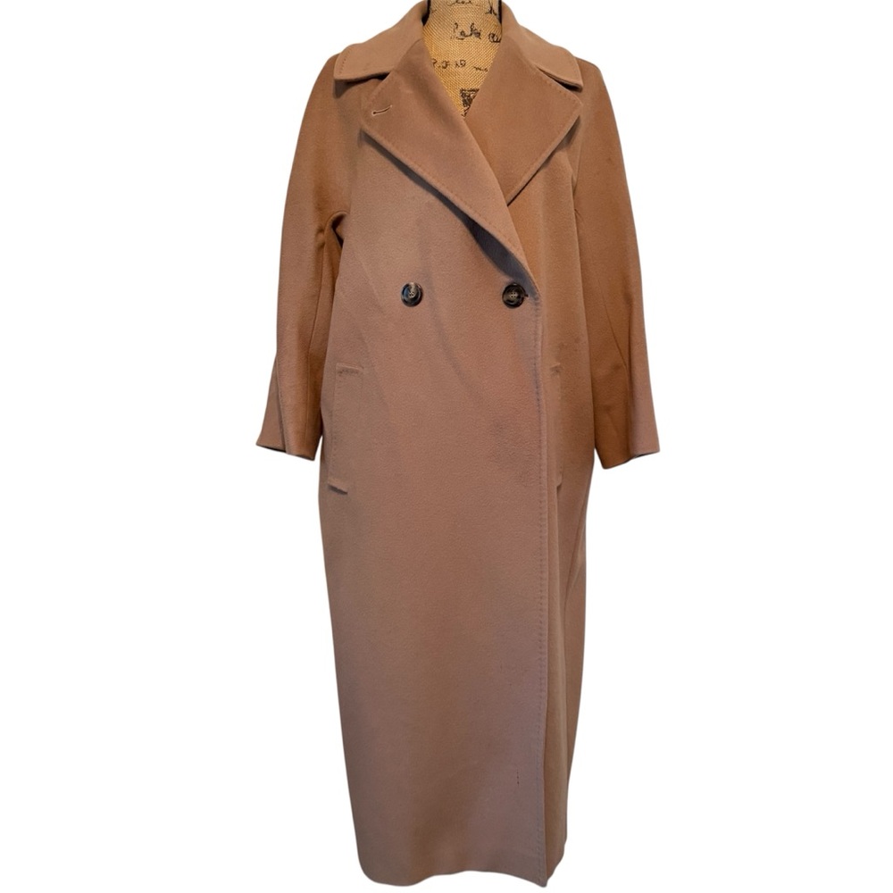 Weekend Max Mara Wool Camel Double Breasted full length coat 12
